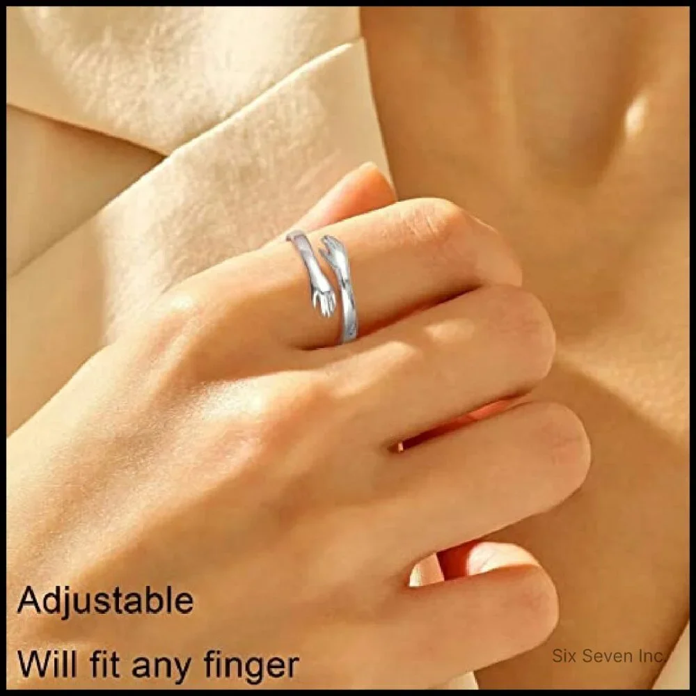 Sterling Silver Hug Ring Adjustable Minimal Chic Gift for Women Girls